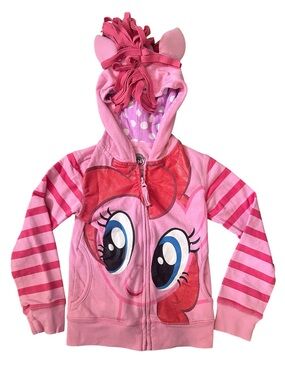 My Little Pony Toddler Girls Pinkie Pie Zip-Up Hoodie with Ears & Mane 4T
